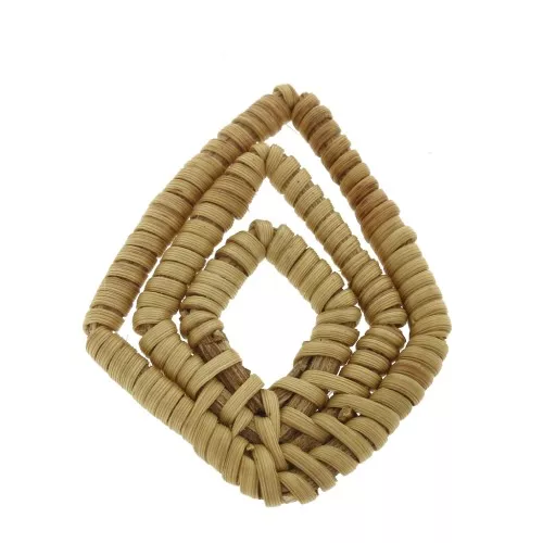 45x35mm Braided wood rhombus pendant - Natural x1