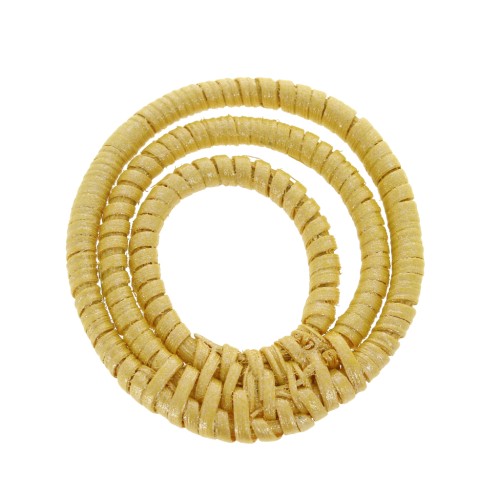 42mm Braided wood 3-ring pendant - Pearl Effect Yellow x1