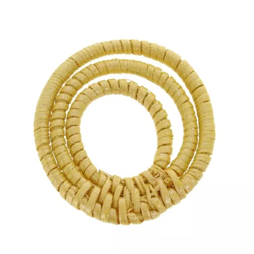 42mm Braided wood 3-ring pendant - Pearl Effect Yellow x1