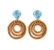 42mm Braided wood 3-ring pendant - Pearl Effect Yellow x1