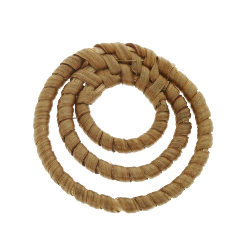 42mm Braided wood 3-ring pendant - Natural x1