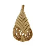 47x23mm Braided wood drop pendant - Natural x1