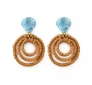 47x23mm Braided wood drop pendant - Natural x1