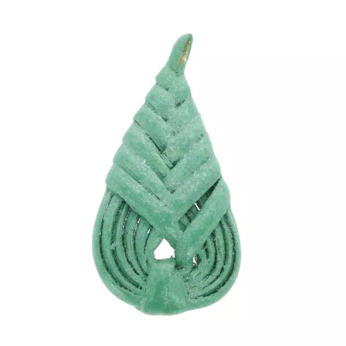 47x23mm Braided wood drop pendant - Pearl effect Green x1