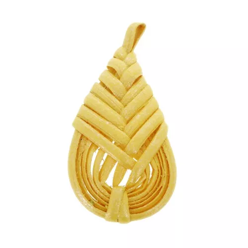 47x23mm Braided wood drop pendant - Pearl effect Yellow x1