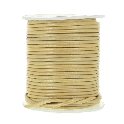 Leather cord 2mm Metallic Cream x 25m