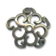 Beads caps flower pattern 15 mm bronze x4