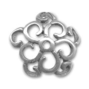 Beads caps flower pattern 15 mm antique silver x4|raw }}