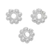 Rondelle beads flower 6 mm - Rhodium x10