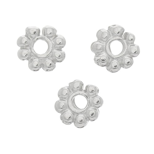 Rondelle beads flower 6 mm - Rhodium x10