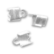 Flat end clips 4mm Silver tone x6