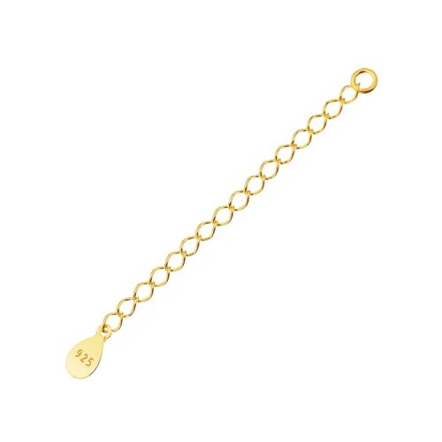 55mm 925 Sterling Silver Extension chain drop sequin - Fine Gold Plated x10