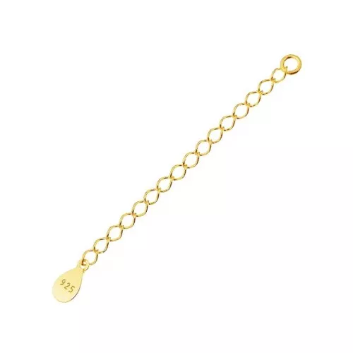 55mm 925 Sterling Silver Extension chain drop sequin - Fine Gold Plated x10