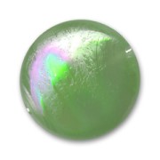 Flat round bead 18mm Iridescent Olivine x1