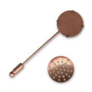 Fretworked top brooch stick 50mm Old copper tone x1
