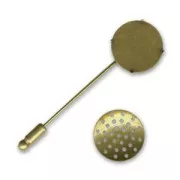 Fretworked top brooch stick 50mm bronze tone x1