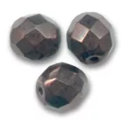 Fire Polished faceted round beads 8mm Dark Bronze x20