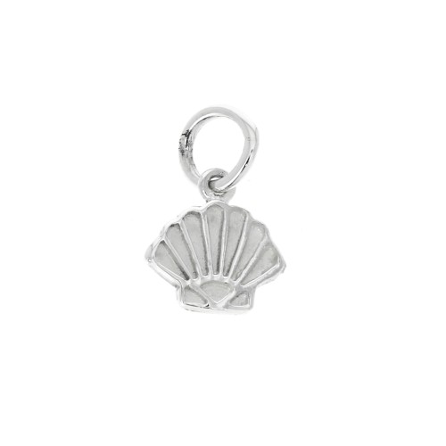 10x9mm 925 Sterling Silver seashell charm with closed ring x1
