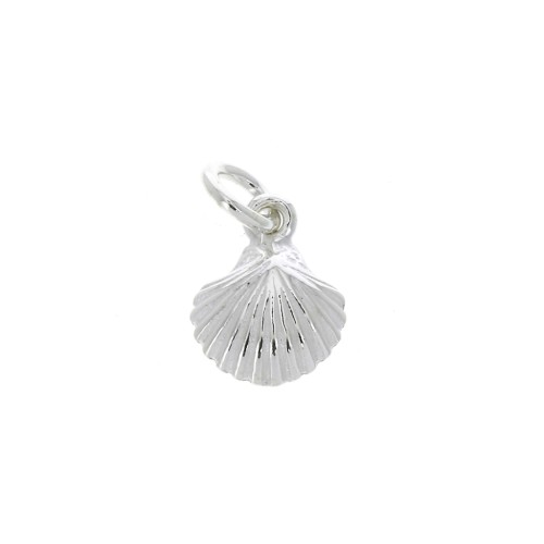 10.5x8mm 925 Sterling Silver seashell charm with closed ring x1