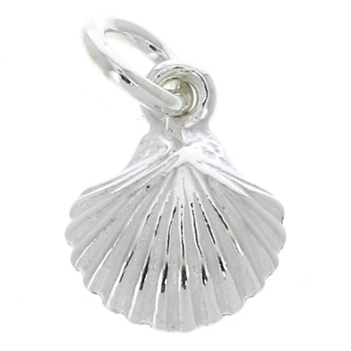 10.5x8mm 925 Sterling Silver seashell charm with closed ring x1