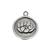14.5 mm 925 Sterling Silver lotus flower charm with closed ring x1