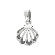 15x12mm 925 Sterling Silver seashell charm with closed ring x1