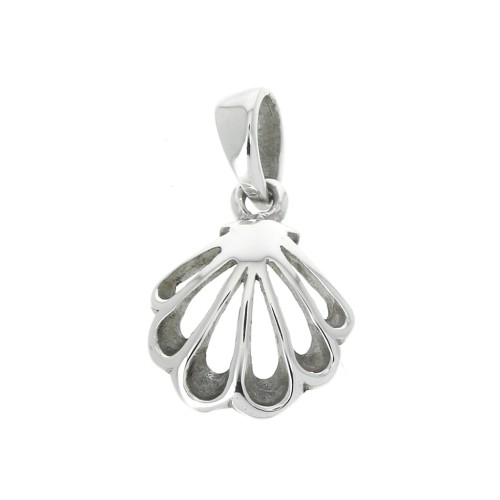 15x12mm 925 Sterling Silver seashell charm with closed ring x1