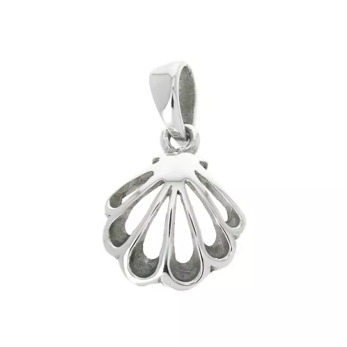 15x12mm 925 Sterling Silver seashell charm with closed ring x1