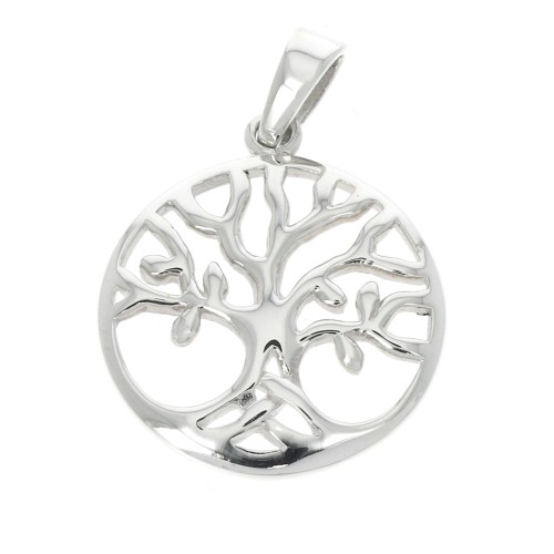 21x18mm 925 Sterling Silver tree of life Pendant with closed ring x1