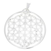 34.5x32mm 925 Sterling Silver flower of life Pendant with closed ring x1