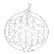 34.5x32mm 925 Sterling Silver flower of life Pendant with closed ring x1