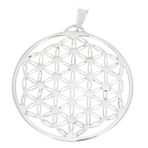 34.5x32mm 925 Sterling Silver flower of life Pendant with closed ring x1
