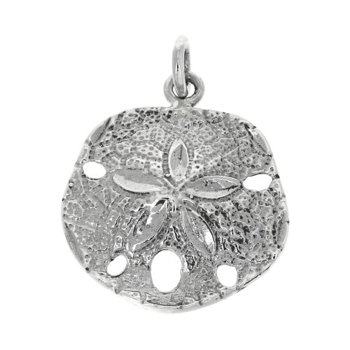 22x19mm 925 Sterling Silver sand dollar Pendant with closed ring x1