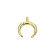 11x9mm Half moon horn charm - Gold Tone x1