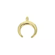 11x9mm Half moon horn charm - Gold Tone x1