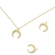 11x9mm Half moon horn charm - Gold Tone x1