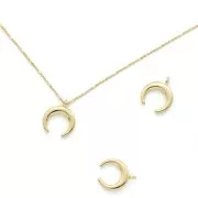 11x9mm Half moon horn charm - Gold Tone x1