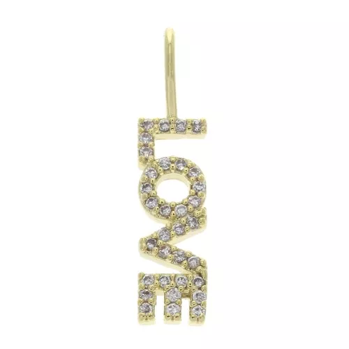 22x5mm LOVE pendant with zirconium oxide - Gold Tone - Crystal x1