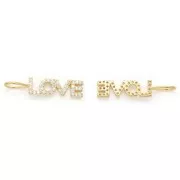 22x5mm LOVE pendant with zirconium oxide - Gold Tone - Crystal x1