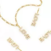 22x5mm LOVE pendant with zirconium oxide - Gold Tone - Crystal x1