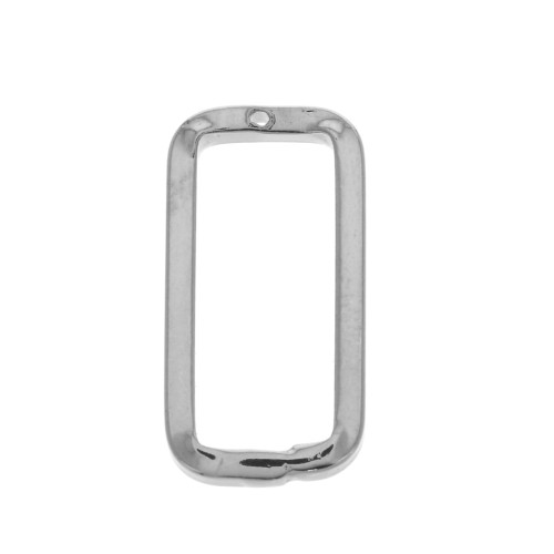 24x12mm Rounded and  hollowed out rectangle pendant - Rhodium Tone x1