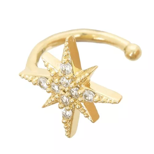 Fine gold plated 10 mm zirconium oxide star earring x1