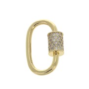19x12mm Screw-on oval clasp with  zirconium oxide - Gold Tone - Crystal x1