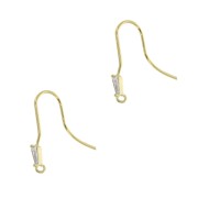 20 mm Earwires with open ring and zirconium oxide - Gold Tone - Crystal x2