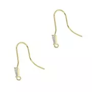 20 mm Earwires with open ring and zirconium oxide - Gold Tone - Crystal x2