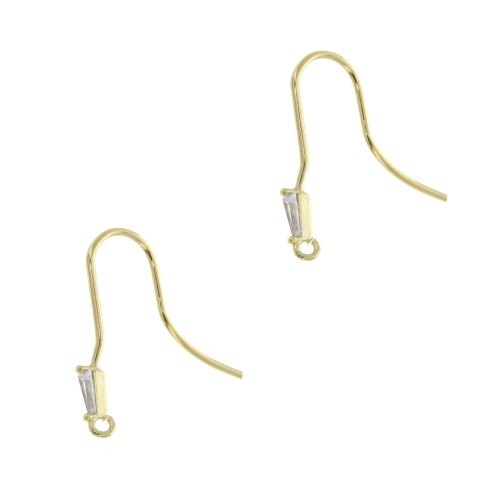 20 mm Earwires with open ring and zirconium oxide - Gold Tone - Crystal x2