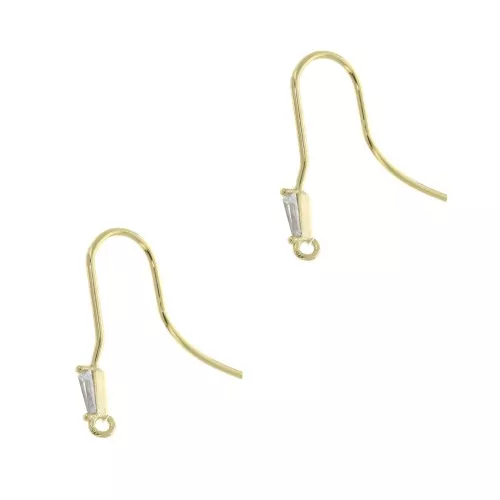 20 mm Earwires with open ring and zirconium oxide - Gold Tone - Crystal x2