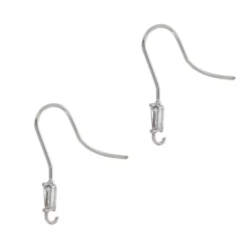 20 mm Earwires with open ring and zirconium oxide - Rhodium Tone - Crystal x2