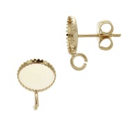 Earstuds for 8mm flat back cabochon - Open ring - Fine Gold Plated x2|raw }}
