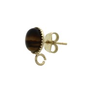 Earstuds for 8mm flat back cabochon - Open ring - Fine Gold Plated x2
